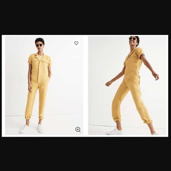 New XS Madewell short-sleeve coverall jumpsuit in Greek Gold yellow - Picture 14 of 14
